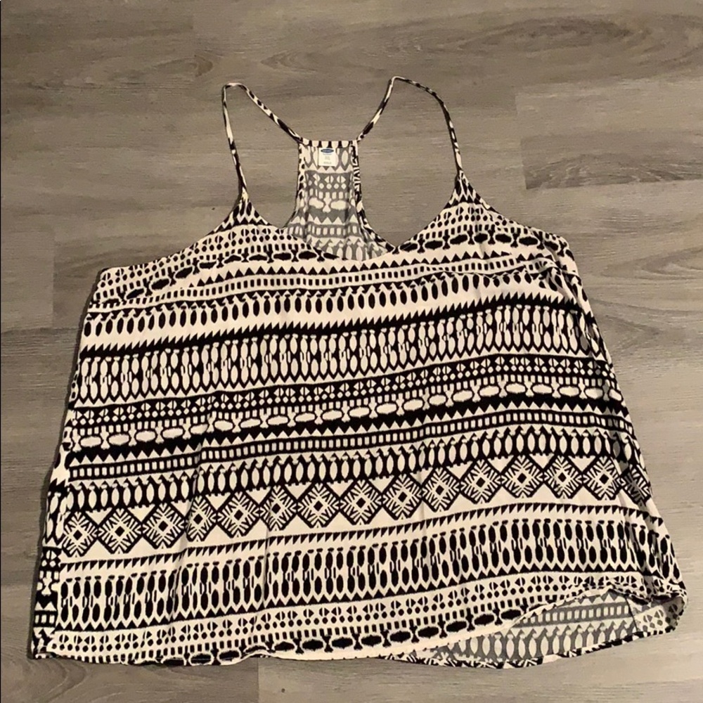 Cream and Black Patterned Tank